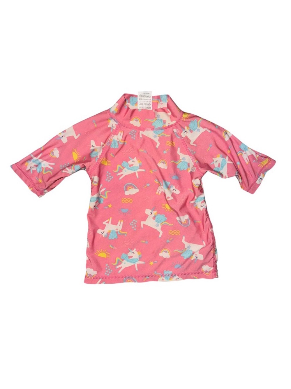 UV Skinz Pink Unicorn Print Kids Rash Guard Swim Shirt